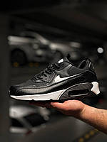 Мужские кроссовки Nike Air Max 90 Surplus Black White (черные) лёгкие стильные текстильные кроссы NK071 Найк
