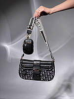 Женская мини сумка клатч Dior Small Camp Bag Textile Grey (серая) KIS03085 стильная модная Кристиан Диор тренд