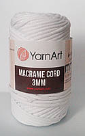 Нитки пряжа для вязания трикотажная MACRAME CORD 3MM Макраме Корд 3мм № 751 - белый