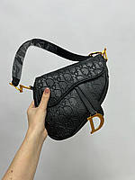 Женская мини сумка клатч Christian Dior Saddle Black Pressing (черная) KIS03060 стильная модная Диор house