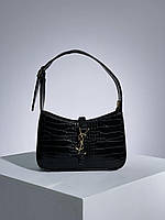 Женская сумка клатч Yves Saint Laurent Hobo Black Croco (черная) KIS06012 маленькая сумочка с эмблемой YSL