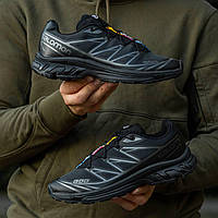 Мужские кроссовки Salomon XT-6 Adv All Black (чёрные) качественные спортивные весенне-осенние кроссы I1492