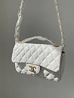 Женская сумка клатч Chanel 1.55 White (белая) KIS04020 маленькая стильная сумочка на декоративной цепочке