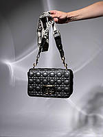 Женская мини сумка клатч Christian Dior Medium Caro Bag Black (черная) KIS03086 стильная модная Кристиан Диор