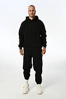 Мужской теплый костюм штаны и худи зима (черный) 10001 молодежный спортивный комплект трехнитка для парней топ