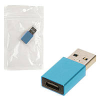 Перехідник TU001 Metal Type-C — USB 3.0 блакитний