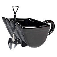 Кружка Ковш с ложкой лопатой, Чашка Экскаваторный ковш 340 мл, Пластиковая чашка черного цвета
