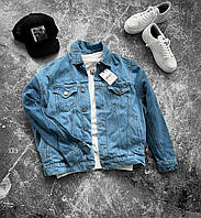 Мужская джинсовая куртка с накладными карманами (синяя) xx9 классическая стильная молодежная для пар топ