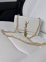 Женская подарочная сумка клатч Yves Saint Laurent (белая) art0323 стильная маленькая на длинной цепочке vkross