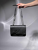 Женская подарочная сумка клатч Karl Lagerfeld Signature Shoulder Bag Black (черная) KIS22017 креативная топ