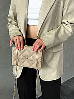 Женская подарочная сумка клатч Chanel Beige (бежевая) AS401 стильная сумочка на декоративной цепочке cross