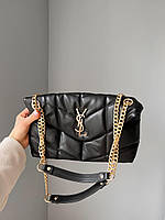Женская сумка клатч Yves Saint Laurent Black Gold (черная) AS282 сумочка с эмблемой YSL Ив Сен Лоран house