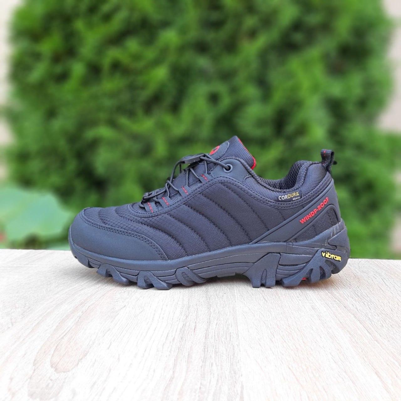 Чоловічі зимові кросівки Merrell Vibram Cordura (чорні з червоним) модні низькі кросівки 3933 Мерелл vkross