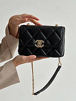 Женская подарочная сумка клатч Chanel Black Gold (черная) AS162 стильная сумочка на декоративной цепочке топ