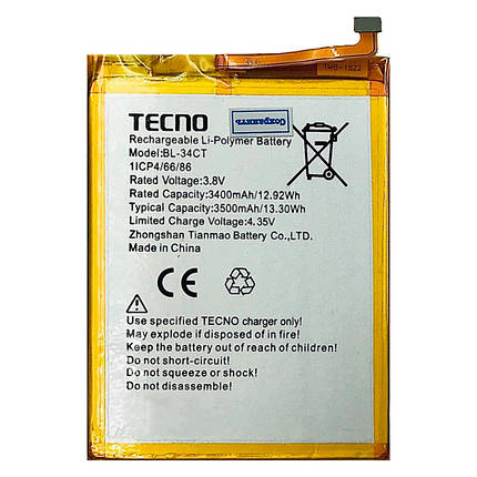 Акумулятор для TECNO CAMON 11S (CB7) BL-34CT, фото 1