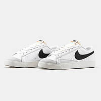 Мужские кеды Nike Blazer Low 77 Vintage White кожаные найк белые с черным