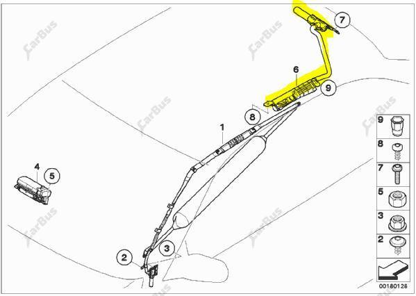 Подушка безпеки бокова (шторка) BMW X5 E53 (2003-2006) рестайл, 72128267157