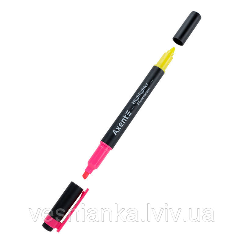 Маркер Highlighter двохсторонній Рожевий+жовтий арт.2534-А Axent
