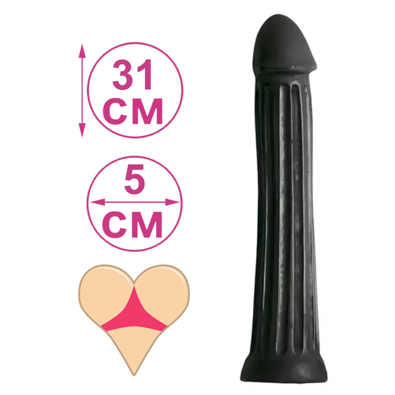 🖤 Реалістичний силіконовий фалоімітатор All Black Premium - XXL, 31,5 см 🖤