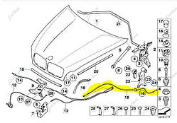 Трос відкривання капота BMW X5 E70 (2010-2013) рестайл, 51237184452