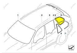 Скло кузовне заднє ліве BMW X5 E70 (2010-2013) рестайл, 51377207873