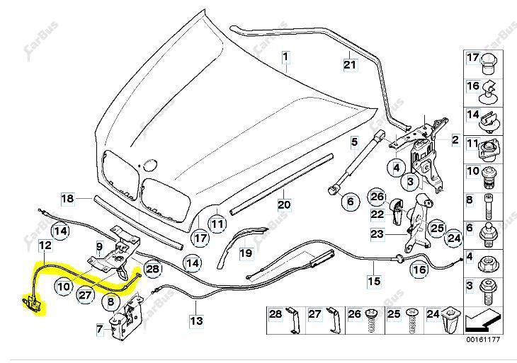 Трос відкривання капота BMW X5 E70 (2010-2013) рестайл, 51237164798