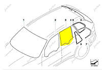 Стекло боковой двери задней левой BMW X5 E70 (2010-2013) рестайл, 51357137023