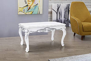 Стіл журнальний Скарлет (білий + патина срібло)