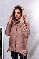 Курточка жіноча, осінь/зима, з капюшоном розміри: S, M, L (мокко)