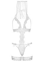 Leg Avenue G-string teddy, veil & garter White O/S, фото 5