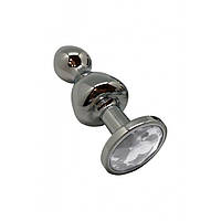 Металева анальна пробка Wooomy Lollypop Double Ball Metal Plug M