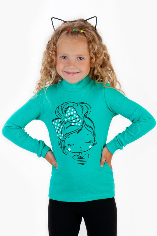 2640-18мен Дитяча водолазка для дівчаток рубчик ментолова Тм Авекс розмір 92 см