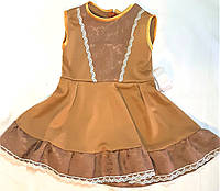Тонкое летнее трикотажное детское коричневое платье-сарафан на девочку 1,5-2 года, рост 86-92 см