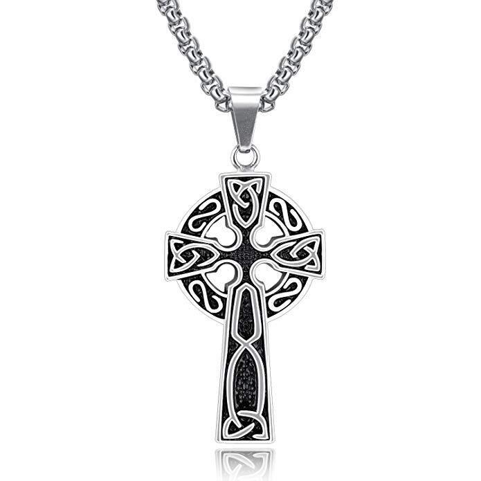 Кулон на цепочке стальной древний кельтский крест оберег - мистическими древними знаками защиты - фото 1 - id-p1962582580