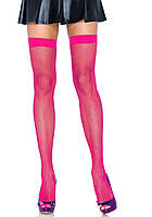 Чулки в мелкую сетку Nylon Fishnet Thigh Highs Leg Avenue Neon Pink S/L