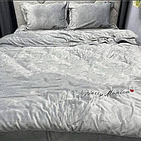 Плюшевое велюровое постельное белье Monica Евро размер Серый