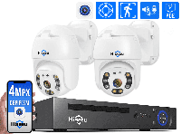 4Мп POE Комплект видеонаблюдения на 2 Поворотных IP камеры Hiseeu