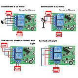 Бездротовий вимикач 2 канали DC 6-30В Сухий контакт з 2-ма пультами 12В 24В, фото 6