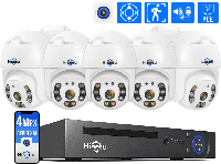 4Мп Комплект вiдеоспостереження на 5 поворотних IP камер Hiseeu POE