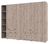 Комплект шафа розпашна Doros Гелар з етажеркою Дуб Сонома 2+4 ДСП 270.7х49.5х203.4  Шафа для одягу, фото 3