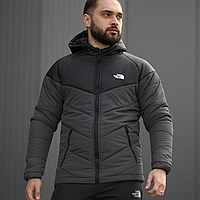 Мужская демисезонная куртка с капюшоном TNF, S-3XXL, Черно-серая, S