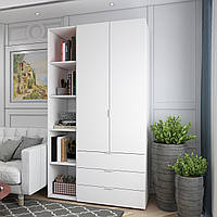 Комплект распашной шкаф Doros Гелар с этажеркой Белый 2 ДСП 115.7х49.5х203.4. Шкаф для одежды