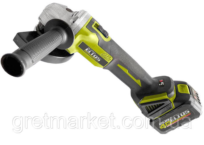 Акумуляторна болгарка ELTOS МШУ-125/20 BL (20 V, 4 Аг, безщіткова, регулювання обертів)