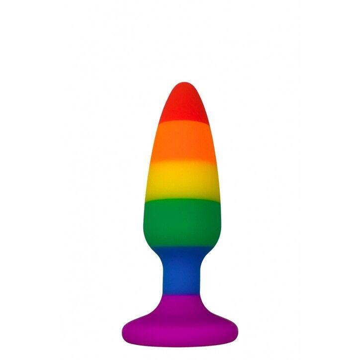 Силіконова пробка анальна Wooomy Hiperloo Silicone Rainbow Plug S