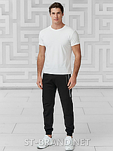 XL,2XL. Чоловічі трикотажні спортивні штани з манжетами, весна / осінь - чорні, фото 3