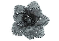 Новорічна оксамитова квітка D22см, колір - срібло сталеве