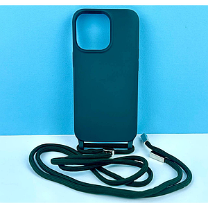 Силіконовий чохол Epik CORD для iPhone 13 Pro із шнурком Темно-зелений