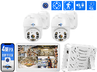4Мп POE Комплект видеонаблюдения на 2 Поворотных IP камеры Hiseeu с монитором