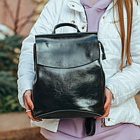 Жіночий чорний шкіряний рюкзак Tiding Bag - 54644
