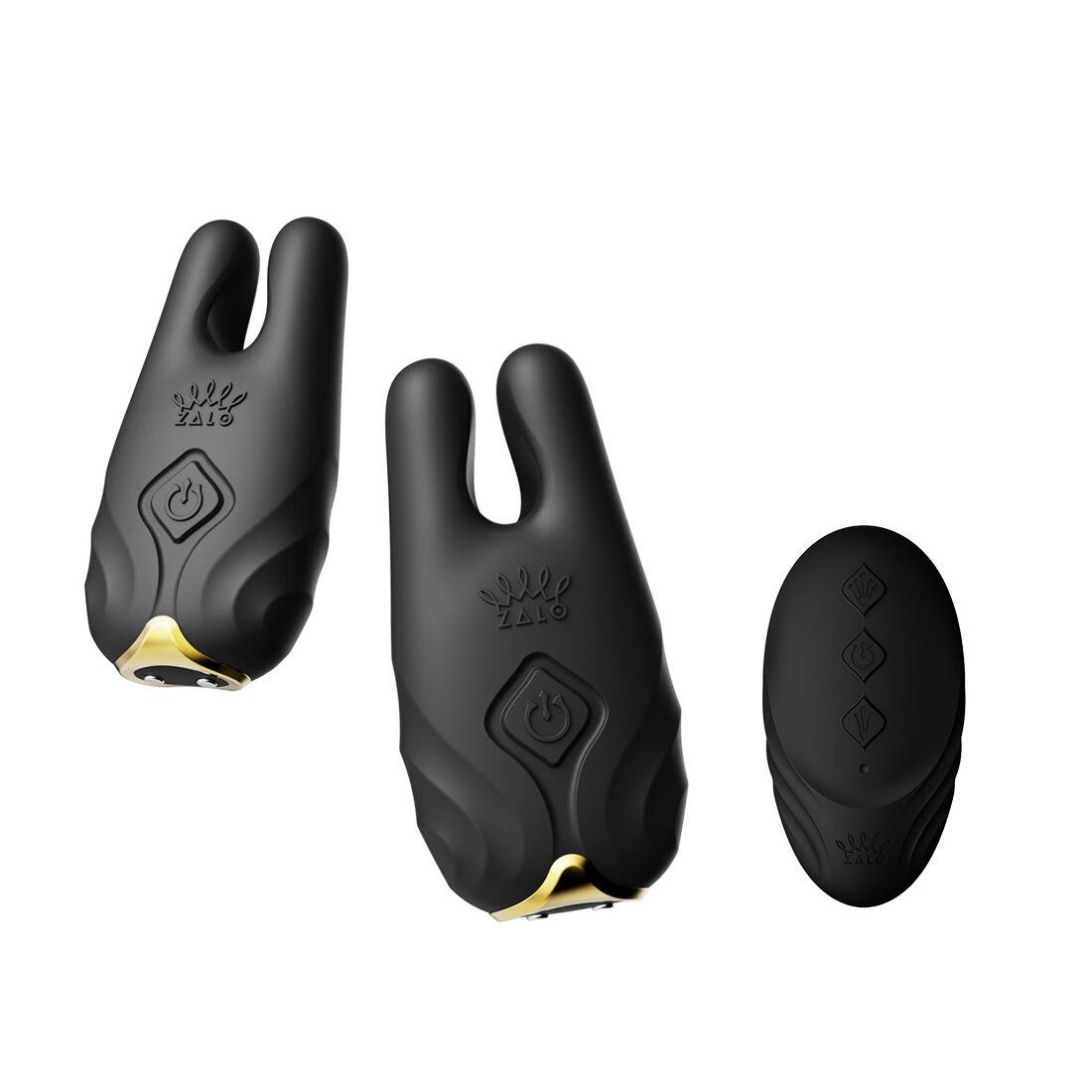 Cмарт віброзатискачі для сосків з пультом ДУ Zalo Nave Obsidian Black